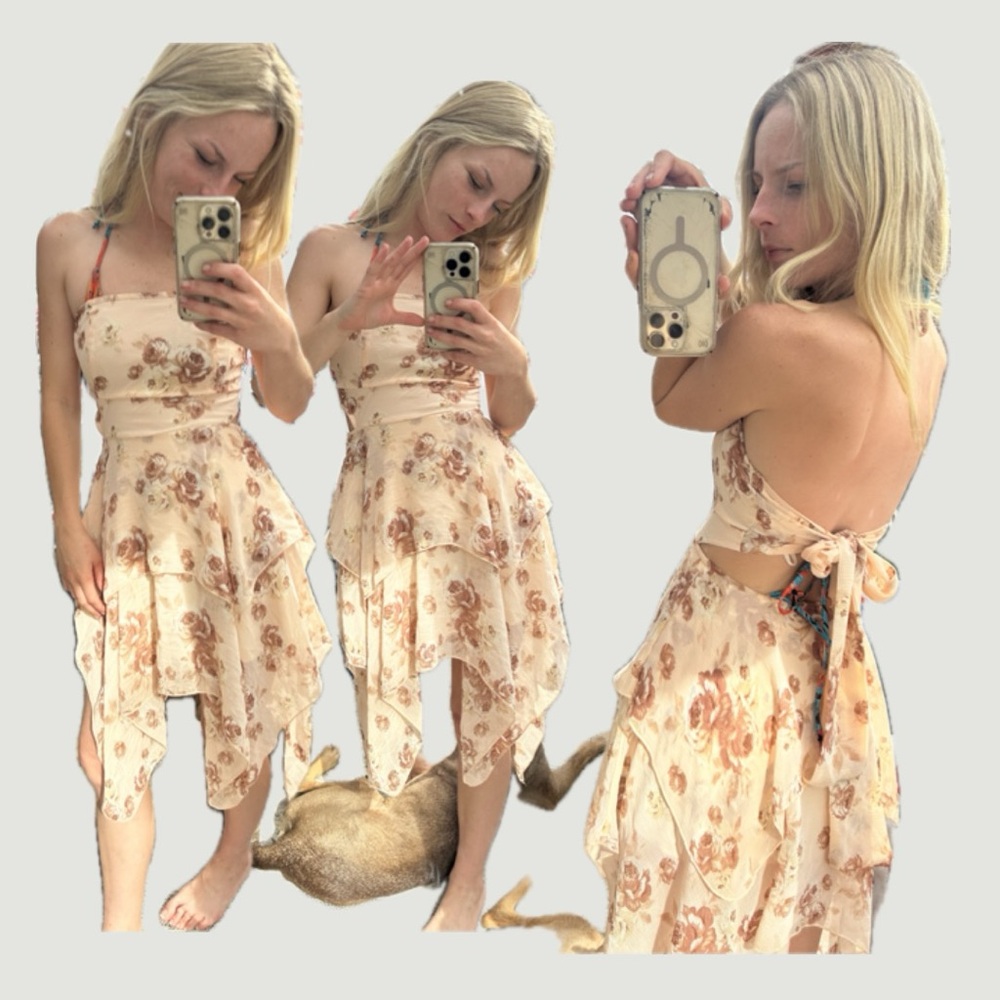 Floral Tie-Back Sundress - Cream & Rose